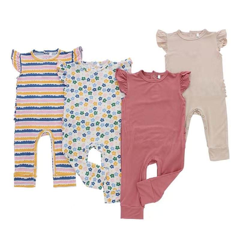 Roupas de bebê estilo verão macacão sem mangas e calças compridas com botão de pressão macacão de alta qualidade 95% fibra de bambu 5% elastano