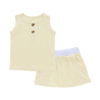 Tops sem mangas para bebês e vestido curto 2 peças conjuntos de roupas de bambu e elastano tricotados com design de botão de abertura