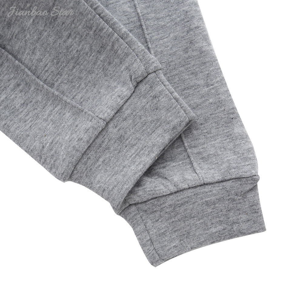 Clássico cinza atacado primavera outono cor sólida manga longa com capuz e calça unissex bebê duas peças conjunto de roupas