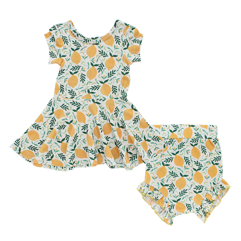 Vestido de bebê estilo clássico atacado personalizar verão manga curta conjunto macacão de bebê adorável OEM roupas de bebê recém-nascido com roupa íntima