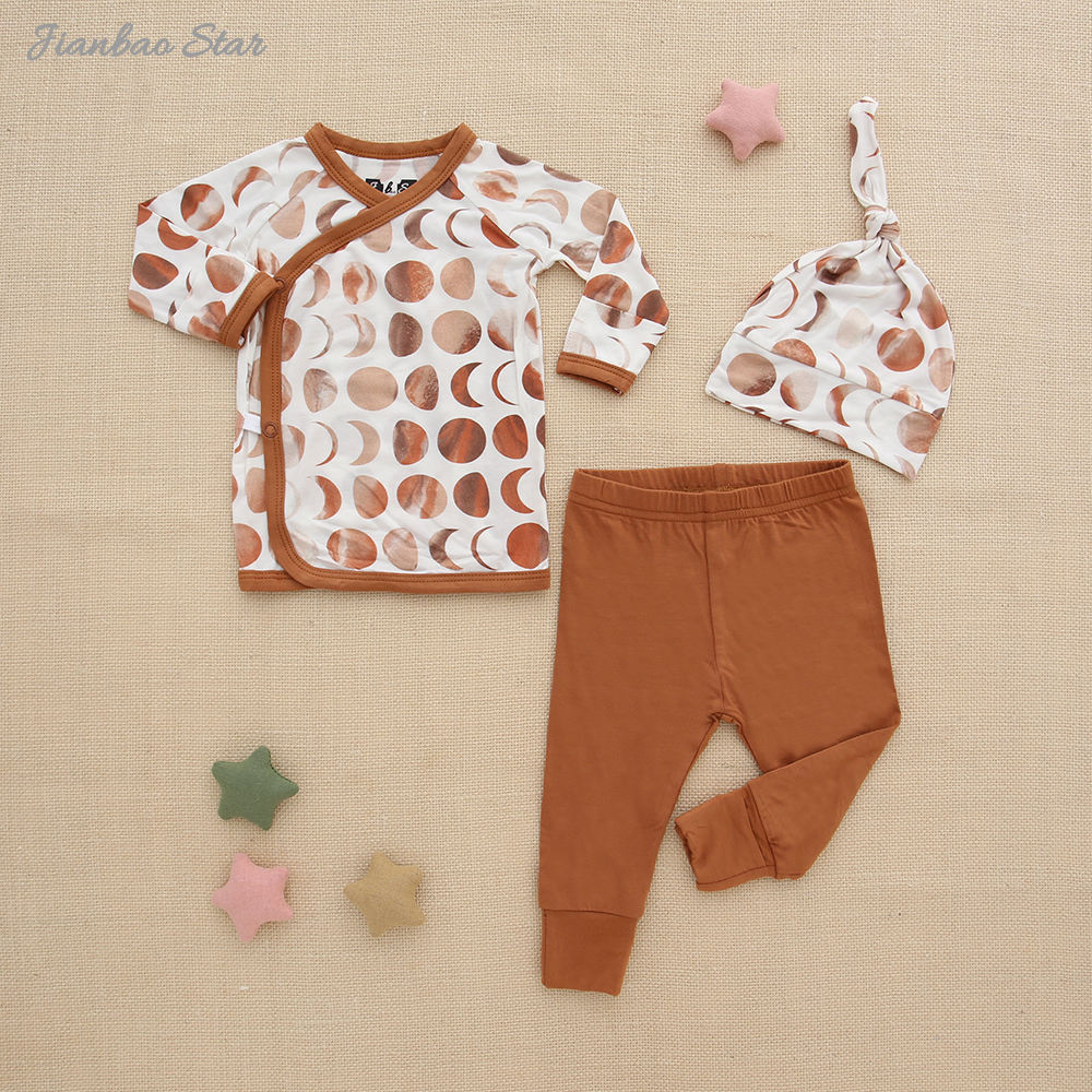 Atacado 0-24m conjuntos de pijamas do bebê outono manga longa malha algodão meninos meninas roupas 3 peças roupas do bebê conjunto presente