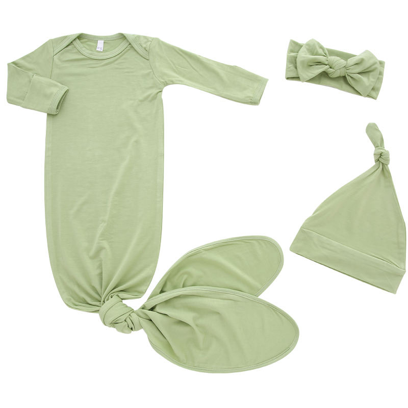Bebê recém-nascido 0-2 anos temporada completa gola envelope estampa simples saco de dormir chapéu faixa de cabeça conjunto de saco de dormir vestido de bebê