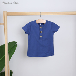 Novidades, venda quente casual de alta qualidade, cor personalizada, mangas curtas, botões, roupas de bebê, macacão de bebê