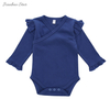 Boutique design de inverno estilo babado com botão de pressão 100% algodão recém-nascido bebê menina macacão conjunto macacão
