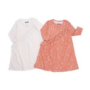 Vestido infantil de mangas compridas com estampa adorável de babados estilo inverno para bebês