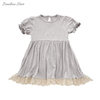 Novo design de manga curta roupas de bebê macio personalizado alta curiosa borda de renda de bambu roupa infantil cor sólida vestido de bebê