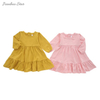 Vestido de menina com babados, roupas de bebê de alta qualidade, durável, usando várias meninas, casual, elegante, impressão, verão, bambu, estilo OEM