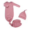 Saco de dormir para bebês recém-nascidos unissex de bambu com nervuras com lindo chapéu confortável saco de dormir para bebês