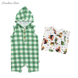 Novo design do bebê com capuz tanque shortall macacão de bambu elastano algodão macio roupas do bebê recém-nascido verão sem mangas roupas do bebê