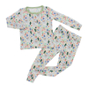 Atacado conjunto de pijamas para bebês recém-nascidos, manga longa, malha de algodão de bambu, meninos e meninas, conjunto personalizado, estampa personalizada, 2 peças, pijamas