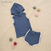 Venda superior de alta qualidade confortável 100% algodão verão casual sem mangas com chapéu e bolso terno conjunto unisex roupas bebê