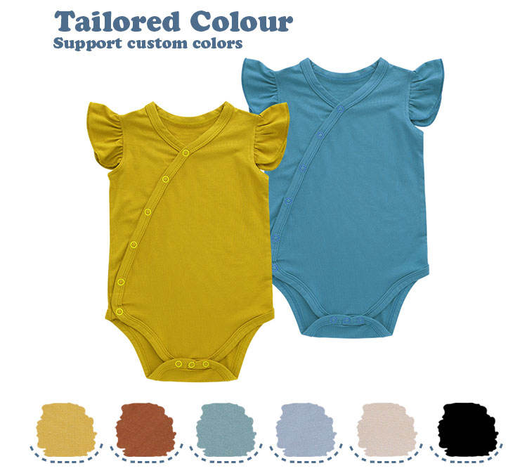 Venda quente design sem mangas snap cardigan macacão do bebê verão babados mangas causal cor sólida impressão macacão do bebê