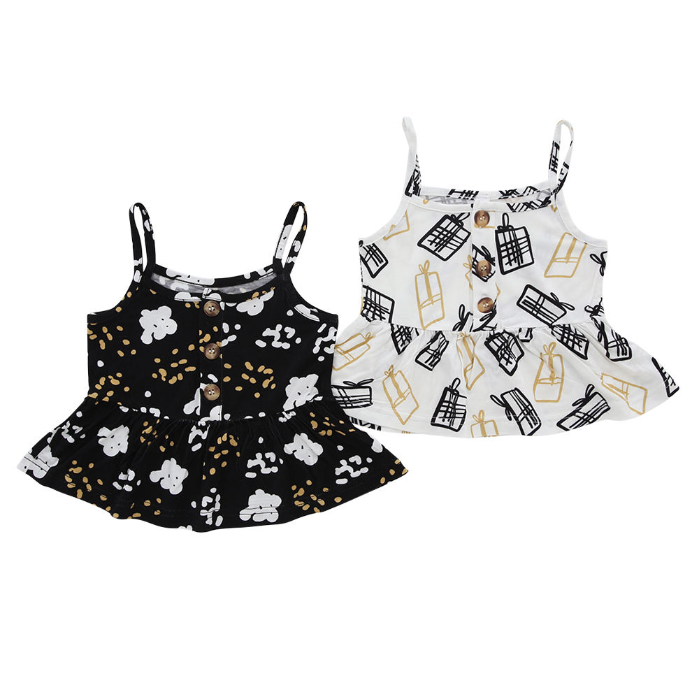 Alta qualidade 100% algodão atacado novo estilo verão venda quente padrão sem mangas adorável suspender vestido de meninas do bebê