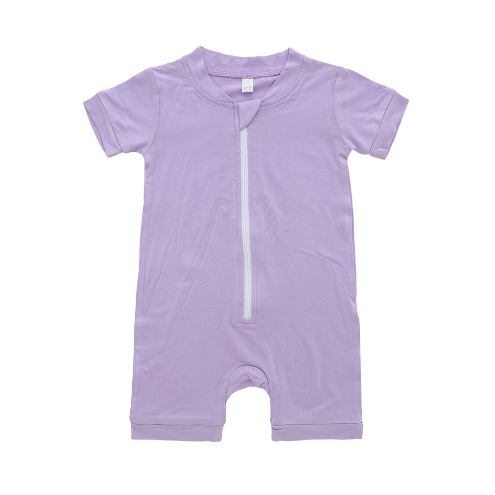 Atacado de algodão de bambu roupas de bebê de malha impressão personalizada cor sólida unissex sleepsuit primavera verão macacão de bebê