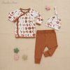 Meninos e meninas conjuntos de roupas de bebê com chapéu novo design 100% algodão textura macia bebê manga longa macacão estilo botão
