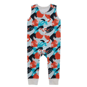Macacão de bebê sem mangas e calças compridas, roupas para recém-nascidos de verão, meninos e meninas, macacão de bebê, design de impressão oem com botão de pressão