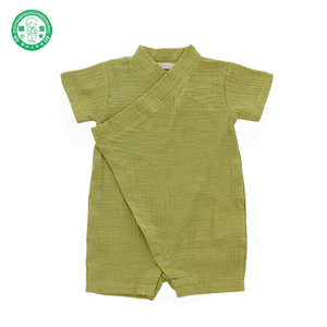 Novo design 100% algodão tricotado personalizado confortável casual bebê recém-nascido botões manga curta roupas de bebê macacão