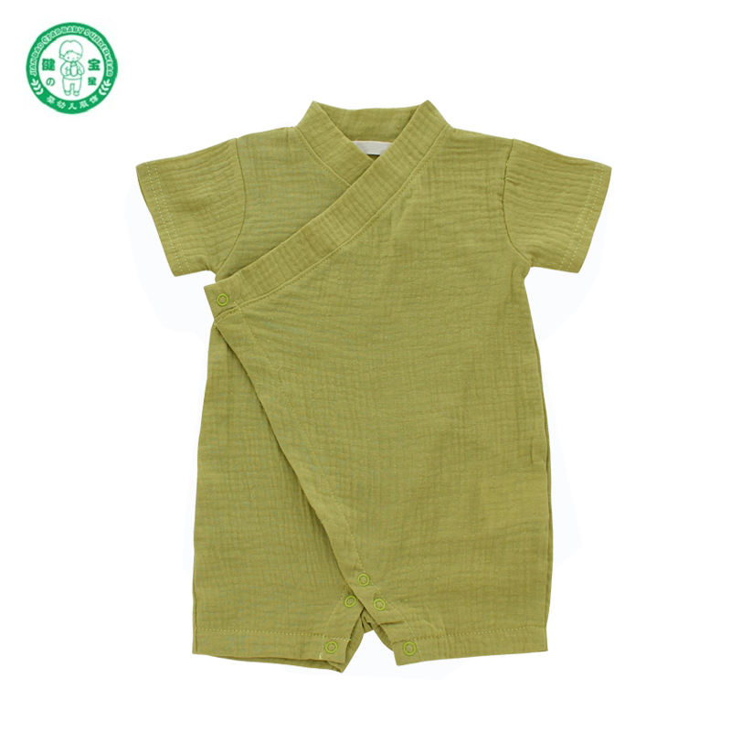 Novo design 100% algodão tricotado personalizado confortável casual bebê recém-nascido botões manga curta roupas de bebê macacão