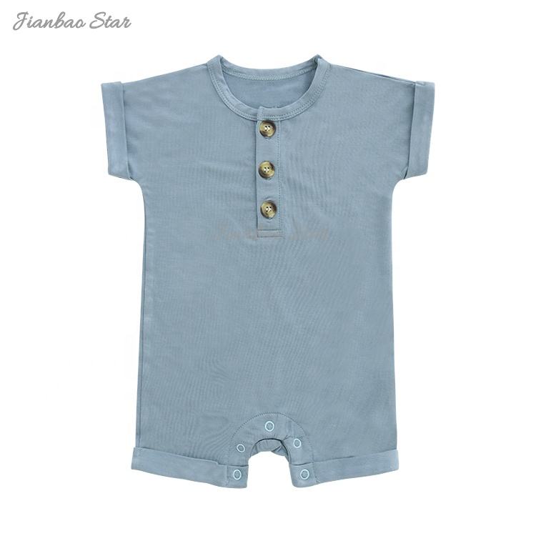 Recém-chegados atacado de alta qualidade bambu snap botton pijama de uma peça bebê menino e menina macacão