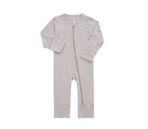 Atacado recém-nascido manga longa zíper outono inverno roupas de bebê personalizado cor sólida unisex 95% macacão de bebê de bambu
