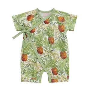 Atacado manga curta macacão de bebê de algodão de bambu tecido de malha confortável roupas de bebê unissex estilo verão roupas de bebê