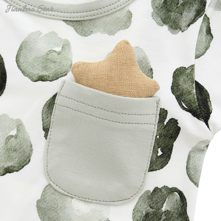 Roupas de bebê com estampa personalizada, manga curta, bolso infantil, roupas de bebê, 2 peças, conjuntos de roupas de bebê