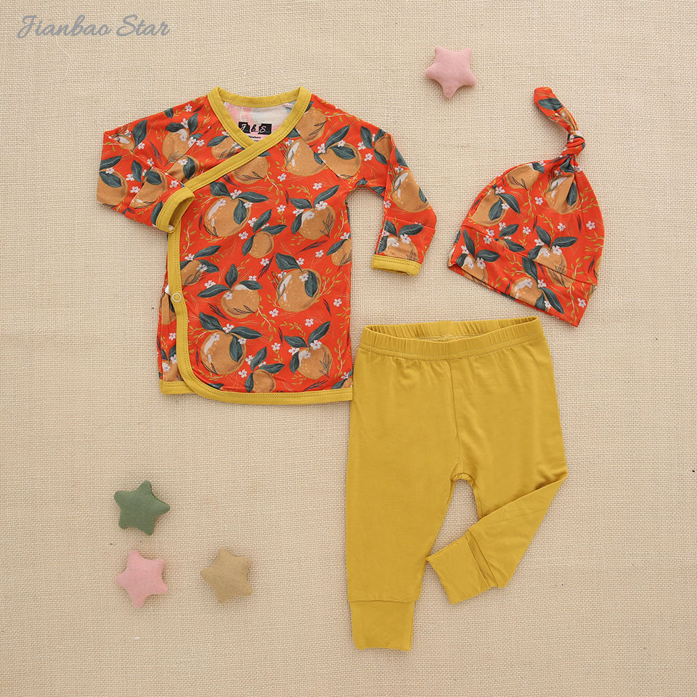 Atacado 0-24m conjuntos de pijamas do bebê outono manga longa malha algodão meninos meninas roupas 3 peças roupas do bebê conjunto presente