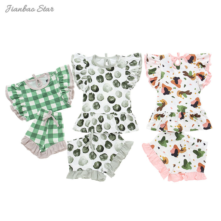 Novas crianças roupas de bebê conjunto alta qualidade crianças shorts meninas waffle roupas adorável bambu bebê meninas terno conjunto