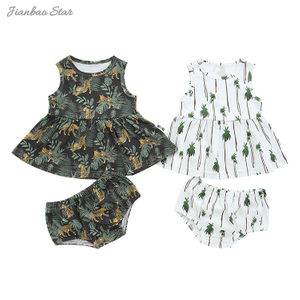 Novo lançamento Baby Peplum Top sem mangas com Bloomers tecido 100% algodão respirável conjunto de roupas de bebê com serviço OEM