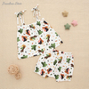 Alta qualidade venda superior 100% algodão malha novo design bonito padrão verão sem mangas conjunto terno gallus roupas das meninas do bebê