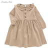 Plissado colarinho do bebê meninas vestido casual roupas de festa adorável outono manga longa bebê macacão conjunto moda bebê menina saia