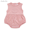 Cor sólida com botão de madeira novo estilo macacão da menina do bebê recém-nascido macacão de verão roupas do bebê onesie
