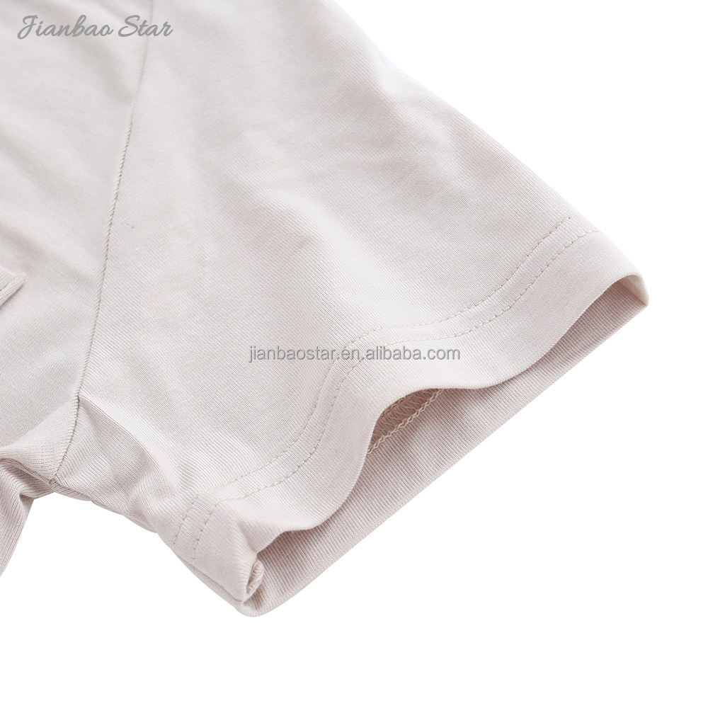 Estilo clássico roupa solta atacado cor sólida pijamas de algodão de bambu manga curta camiseta para bebês crianças adultos