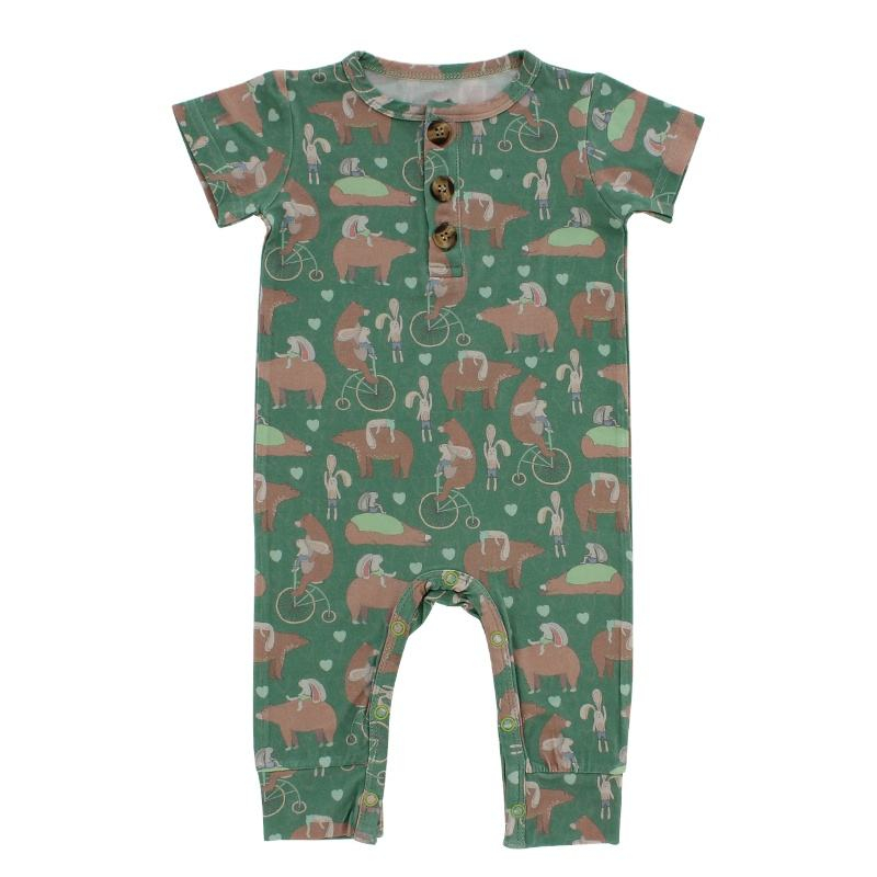 Algodão de bambu malha bebê menino primavera verão roupas de alta qualidade preço de fábrica impressão personalizada macacão logotipo oem sleepsuit