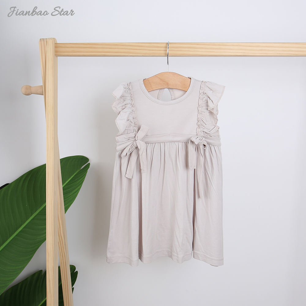 Novo estilo de alta qualidade atacado verão venda quente padrão de cor personalizada sem mangas plissado lindo suspender vestidos de meninas do bebê