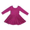 Vestido de bebê de manga longa por atacado bambu spandex algodão meninas saia outono inverno cor sólida moda moda casual roupas