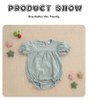 Moda atacado infantil roupas da menina do bebê verão de bambu algodão plissado manga macacão cor sólida vestido bodysuit roupas