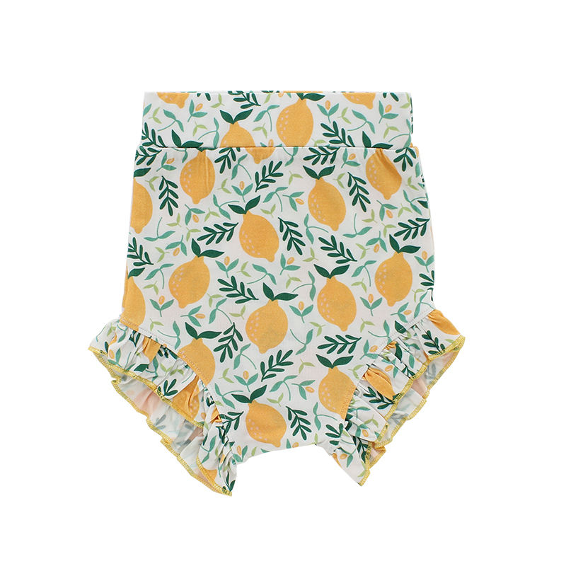 Venda imperdível 95% bambu e 5% tecido elastano tricotado infantil bebê meninas verão bloomer com lindo design de babados