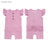 Macacão de bebê de bambu/elastano com babados nas costas, roupas para bebês recém-nascidos, macacão de manga curta com asas