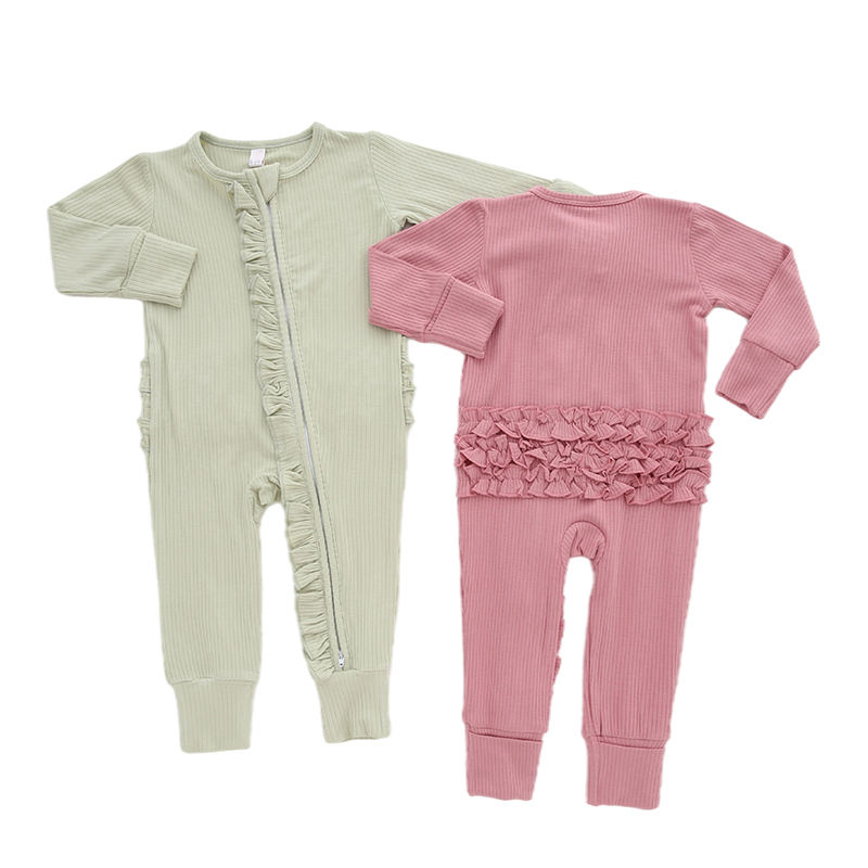 Roupas de bebê recém-nascido unissex, meninos e meninas, cor sólida, roupas de inverno com nervuras, viscose de bambu, macacão de bebê