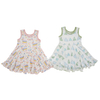 Impressão digital bebê meninas vestido atacado novo estilo verão venda quente padrão sem mangas adorável suspender roupas do bebê meninas