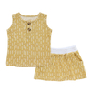 Tops sem mangas para bebês e vestido curto 2 peças conjuntos de roupas de bambu e elastano tricotados com design de botão de abertura