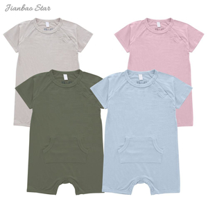Personalize roupas de bebê por atacado estilo clássico verão algodão de bambu roupas infantis sem mangas adorável suspender macacão de bebê