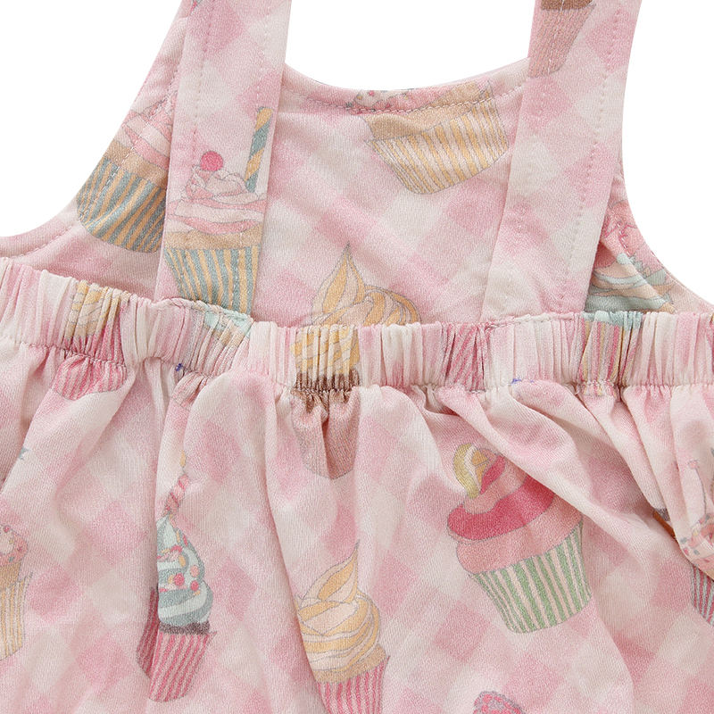 Personalize o vestido de verão sem mangas para bebês, atacado de alta qualidade, algodão de bambu, suspensório, saia macia para bebês e meninas