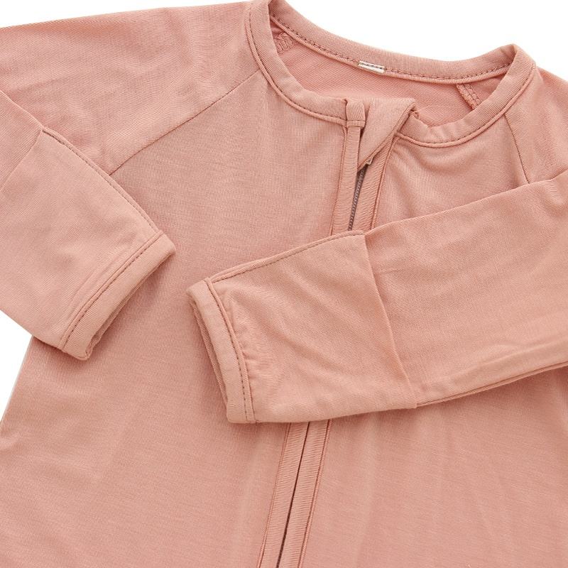 Macacão de bebê de malha de bambu, textura extra macia e confortável, manga longa de inverno com zíper, estilo menino e menina