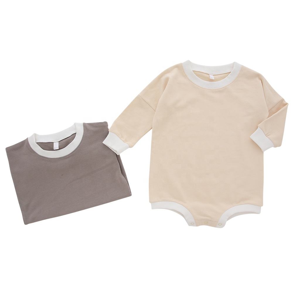 Direto da fábrica 95% bambu 5% elastano macacão de bebê manga longa com botão de pressão design cor sólida estilo roupas de bebê