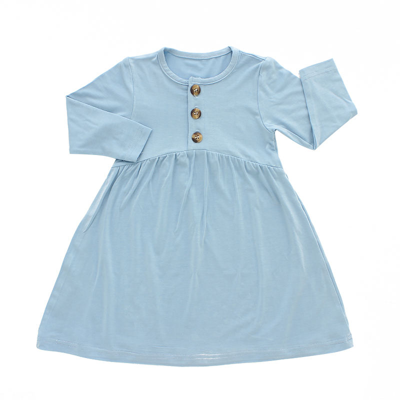 Design bonito bebê meninas vestido casual roupas de festa outono manga longa moda bebê menina saia em padrão sólido e colorido