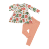 100% algodão de malha meninas flor padrão crianças conjuntos de roupas manga longa topos e calças compridas 2 peças roupas de bebê