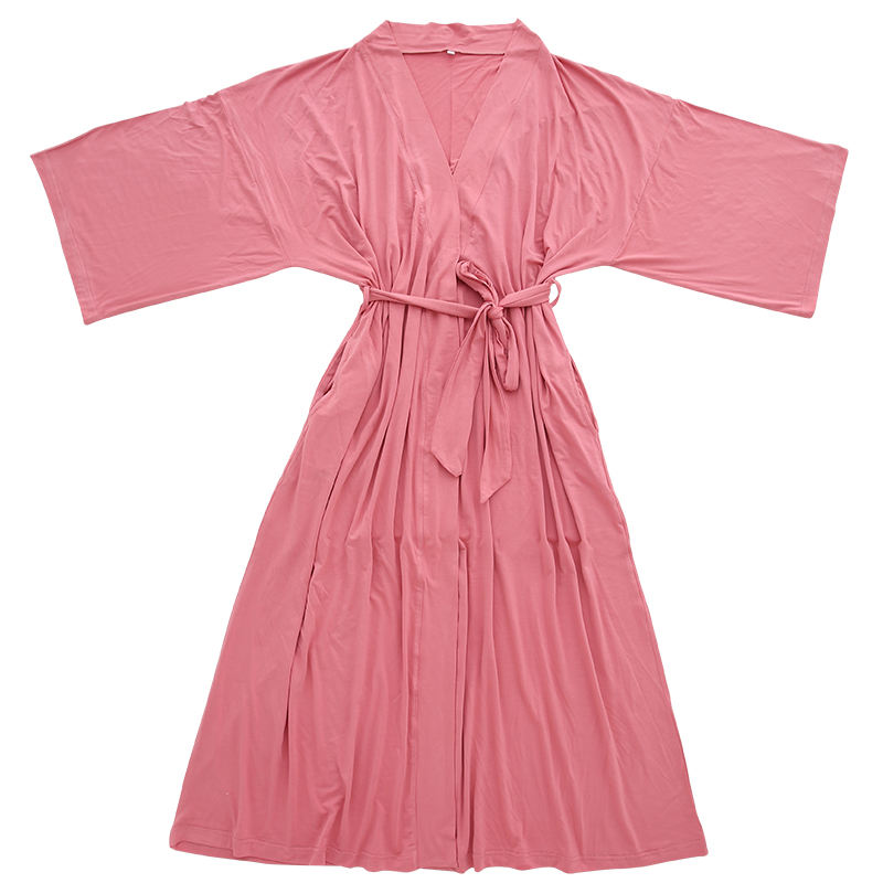 Novo design feminino meninas oem impresso cor sólida camisola de verão estilo causal 95% viscose de bambu e 5% tecido elastano pijamas robe