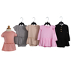 Macacão de bebê de viscose de bambu com decoração de babados, vestido de menina de cor lisa com shorts inferiores
